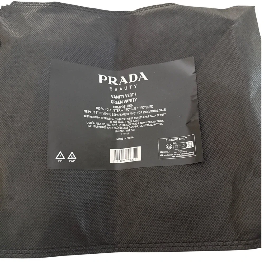 Prada Beauty Vanity Vert Mint Green Makeup Train Case Mirror Recycled LG1448 NWT